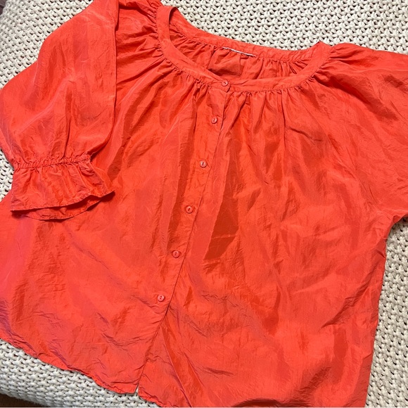 Vintage Silk Coral Blouse XXL - Picture 6 of 7